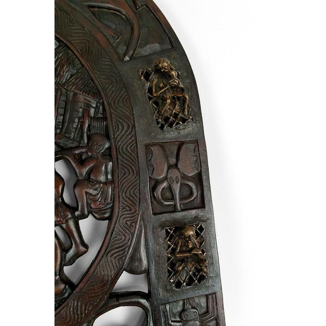 African Door in Carved Wood and Bronze For Sale - Image 15 of 18