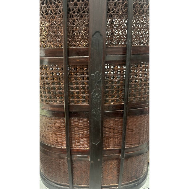 Vintage Chinese 4-Tier Wicker and Cane Wedding Basket For Sale - Image 4 of 6