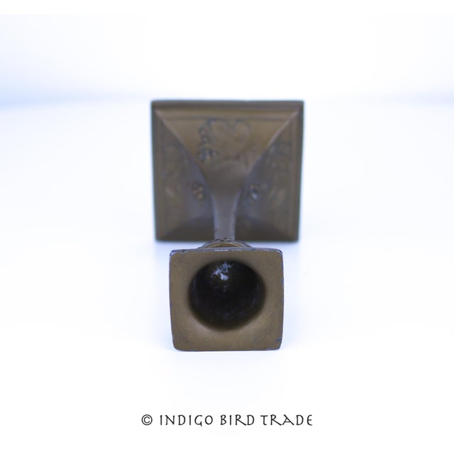 Early 20th Century 1900s Art Nouveau Bronze Candlestick Holder With Grape Design For Sale - Image 5 of 7