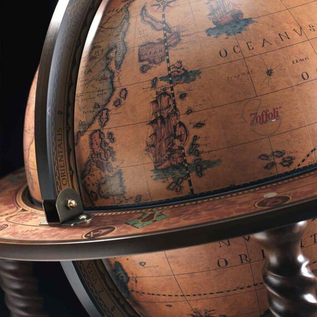 Brown Bacchus Bar Globe by Zoffoli Mappamondi For Sale - Image 8 of 11