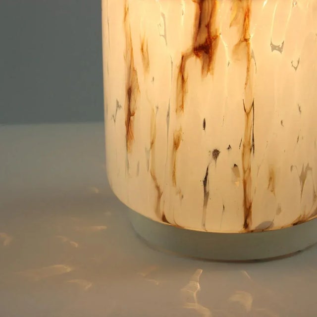 Vintage White and Marble Colored Opaline Glass Table Lamp by Ivan Jakeš for Sklarny Rapotin, 1960s For Sale - Image 6 of 11