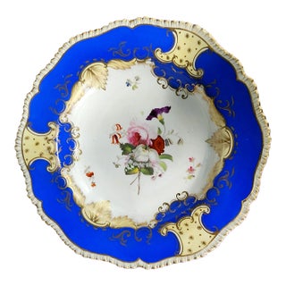 Antique Early 19th Century English Rockingham Fine Porcelain Hand Painted and Gilded Soup Plate For Sale