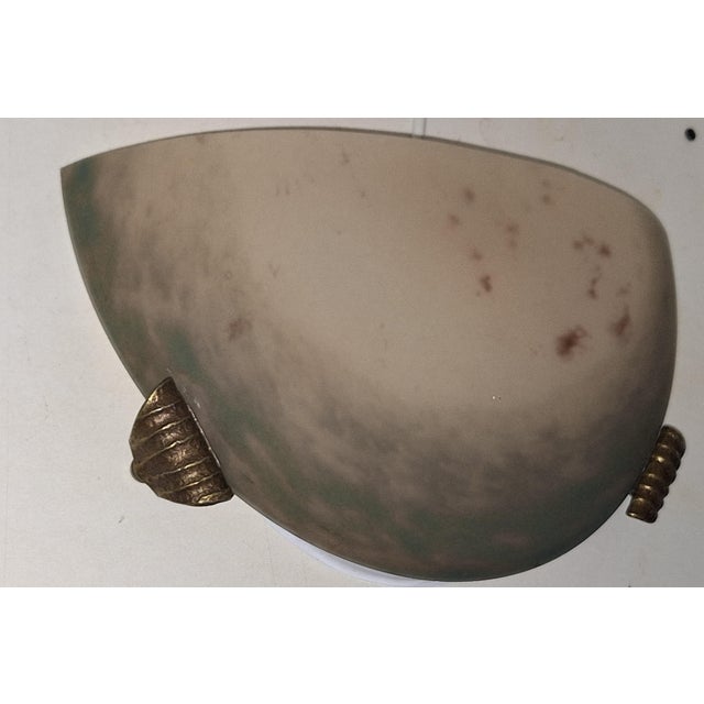 Vintage Flat Wall Lamp with Metal Bracket and Marbled Glass Shade, 1980s For Sale - Image 6 of 7