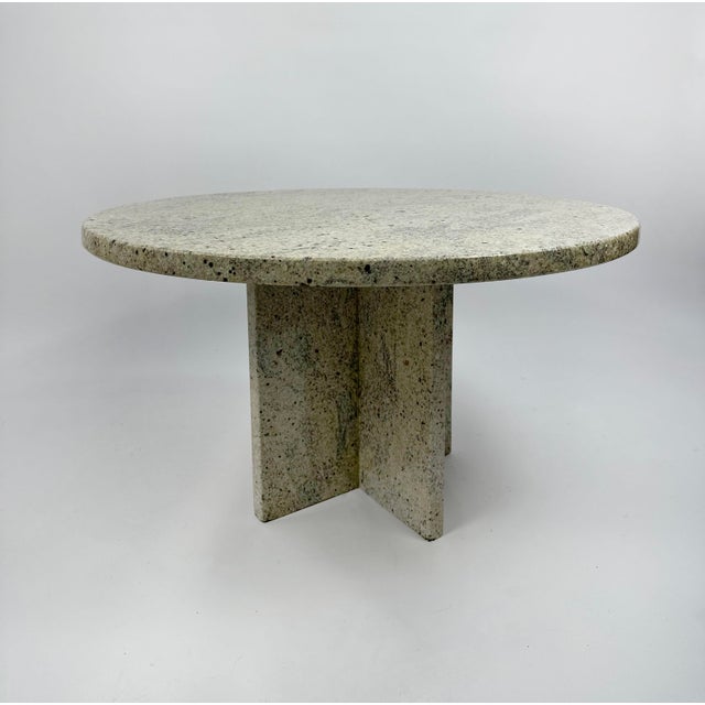 Black Vintage Round White Granite Coffee Table, 1970s For Sale - Image 8 of 8