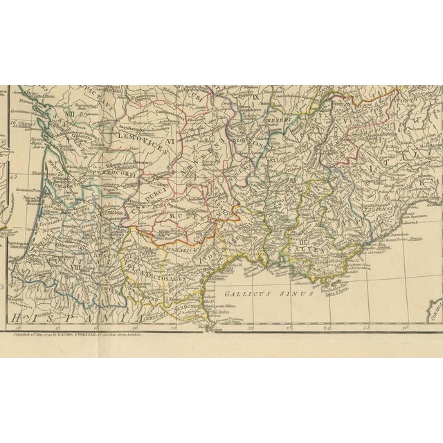 Antique Map of Ancient Gaul Roman France and Low Countries, 1818 For Sale - Image 6 of 9