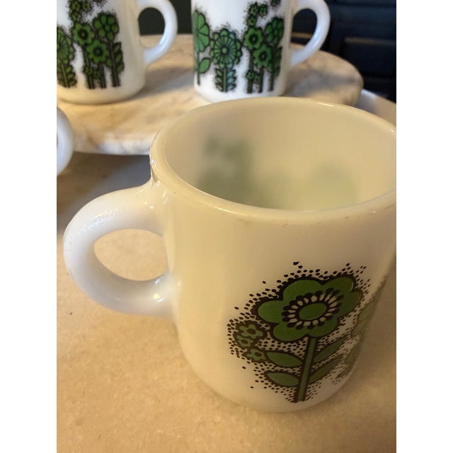 Vintage Hazel Atlas "Flower Power" Milk Glass Coffee Mugs '60s - Mid-Century Retro - Set of 4 For Sale - Image 13 of 17