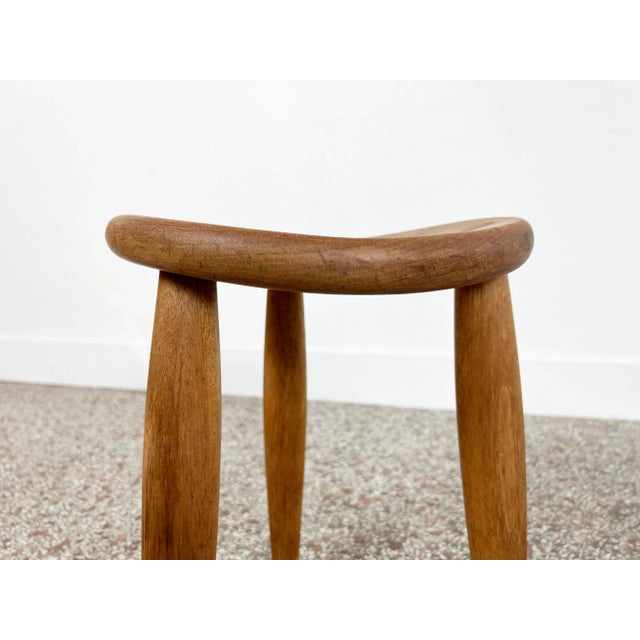 Wood Vintage Studio Crafted Three Legged Stool in Oak For Sale - Image 7 of 12