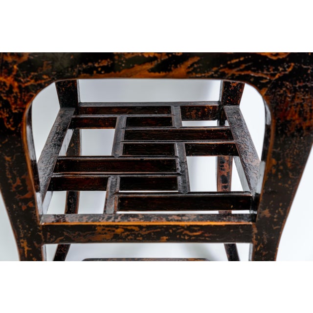 Pair Chinese Ming Style Two Tier Lacquered High Side Table For Sale - Image 9 of 13