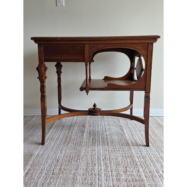Late 19th Century Late Victorian American Art Nouveau Oak Table, Late 19th to Early 20th Century For Sale - Image 5 of 9