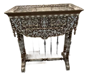 Vintage Mother of Pearl Middle Eastern Hall Table Console With Drawers