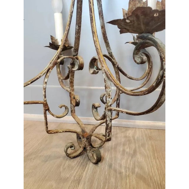 Metal Antique Egyptian Wrought Iron Electrified Chandelier For Sale - Image 7 of 11