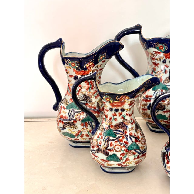 Victorian Imari Style Ironstone Pitchers, Set of 5 For Sale - Image 6 of 8