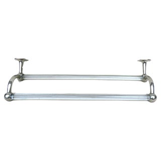 Vintage French Art Deco Glass & Nickel-Plated Towel Racks, Set of 3 For Sale
