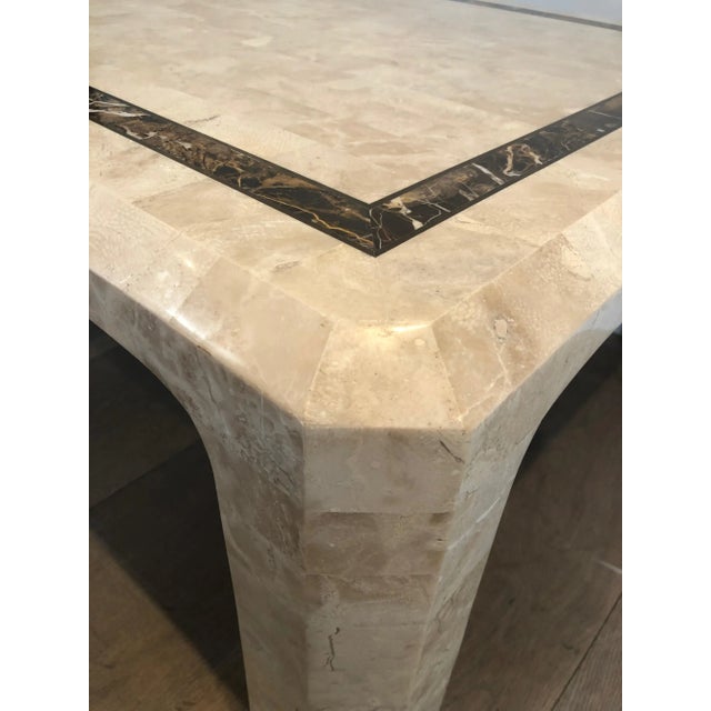 Mid-Century Modern Circa 1970 Marble Plates Coffee Table with Brass Line Incrustations, French For Sale - Image 3 of 13