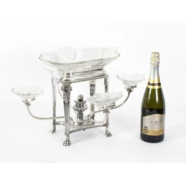 19th Century Sheffield Plate Cut Glass Epergne Centrepiece, 1820s For Sale - Image 16 of 17