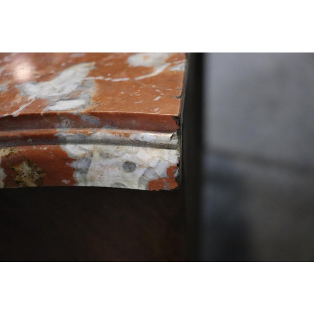 1900-1909 Gilt Dore' Bronze Inlaid Bombe French Louis XV Marble Top Commode For Sale - Image 9 of 11