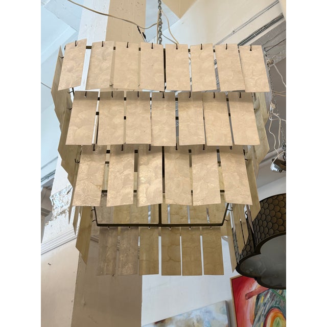 2010s Mermelada Estudio for Cb2 Celina Capiz Shells Tiered Chandelier For Sale - Image 5 of 15