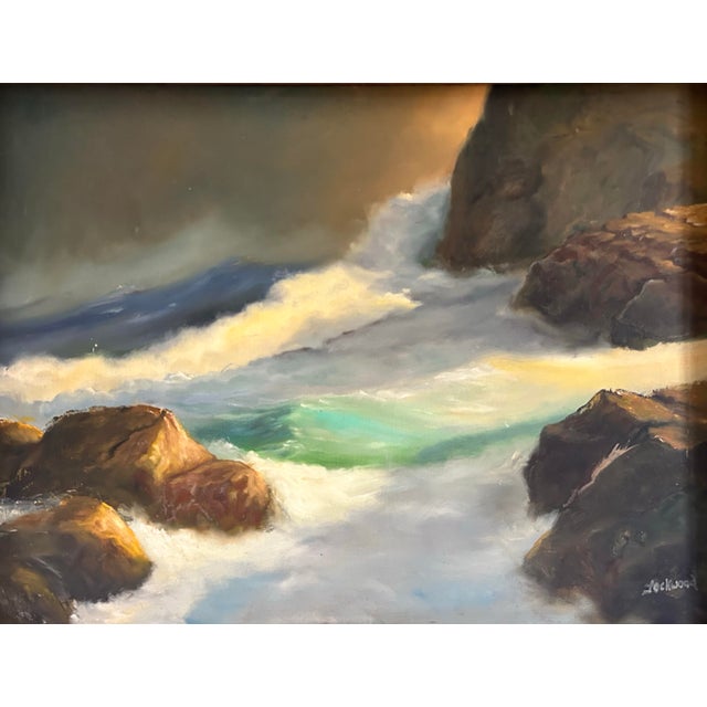 Vintage Framed Impressionist Seascape Oil Painting on Panel For Sale - Image 4 of 7