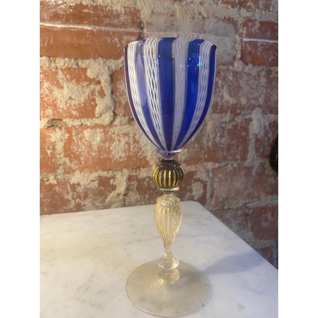 Glass 1970s Italian Handcrafted Murano Blue Glass For Sale - Image 7 of 7