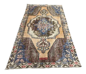 Turkish Oushak Wool Floor Rug - 4′3″ × 7′8″