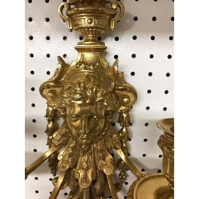 Brass Five-Light Brass Candelabra Sconces - a Pair For Sale - Image 8 of 8