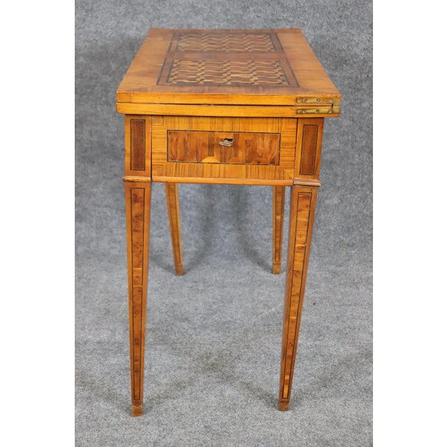 French Rare Italian Inlaid 18th Century Olivewood and Rosewood Games Table Circa 1780 For Sale - Image 3 of 12