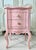Shabby Chic Hand-Painted French Style Pink Nightstand With Paris Script | Shabby Chic Bedside Table For Sale - Image 3 of 7