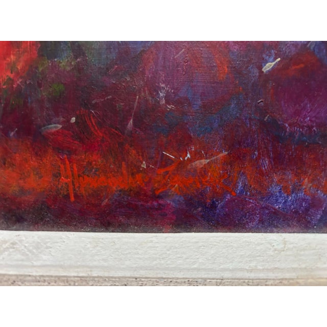 Paint Vintage Vibrant Abstract Still Life Oil Painting in Wood Frame For Sale - Image 7 of 8