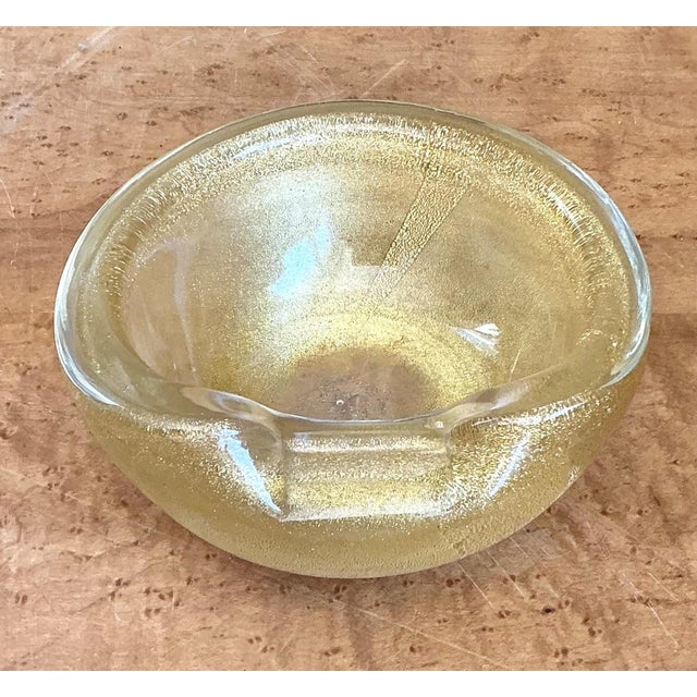 Murano Vintage Murano Gold Flecked Glass Bowl For Sale - Image 4 of 12
