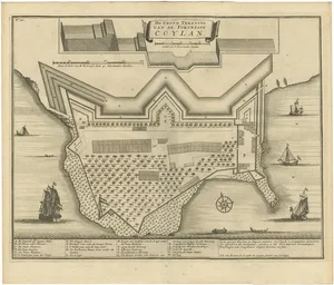 Map of the Fort at Kollam, India by Valentijn, 1726