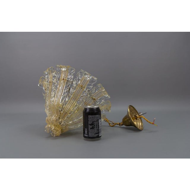 Mid-Century Italian Murano Glass Gold Inclusion Foliage Pendant Light, 1950s For Sale - Image 18 of 18