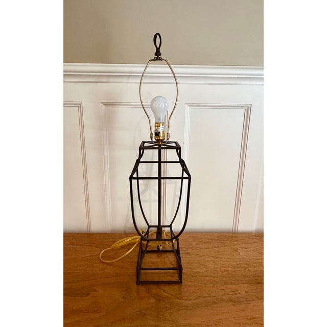 Ballard Designs Early 2000s Open Cage Table Lamp With Shade For Sale - Image 4 of 13