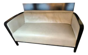 Leather and Wood Sofa, 1950s