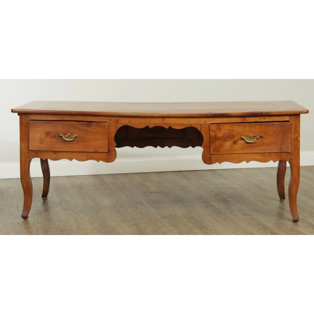 French Antique French Louis XV Style Cherry Writing Desk, Pull Out Slides For Sale - Image 3 of 13