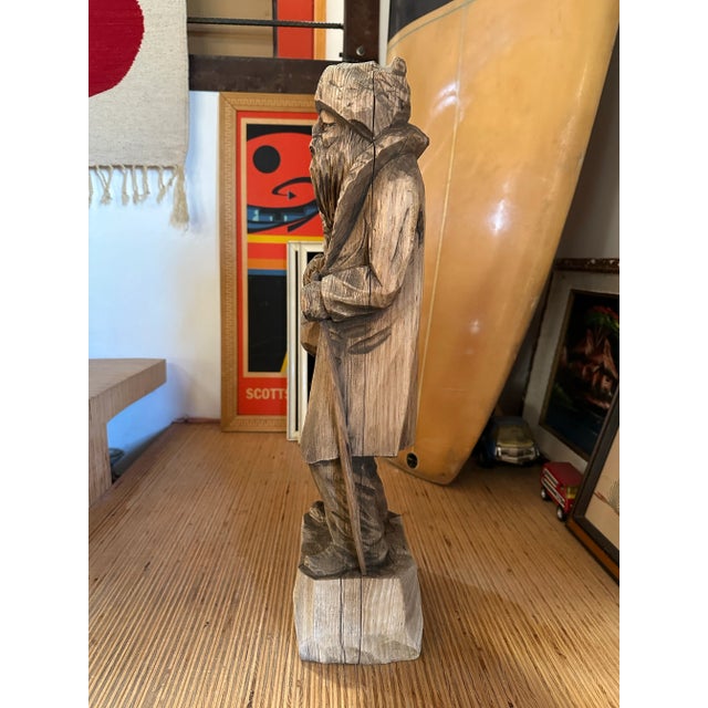 Figurative 1970s Hand Carved Wooden Vagabond Drifter Pacific Northwest Figure Beach Pier Sailor For Sale - Image 3 of 7