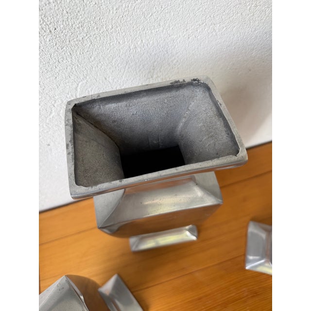 Vintage Vases in Aluminum, 1970s, Set of 4 For Sale - Image 15 of 18