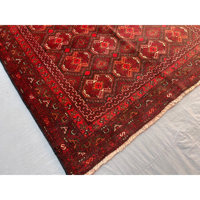 Vintage Afghan Ersari Turkmen All-Over Gul Rug - 7'8" X 4'1" For Sale - Image 11 of 12