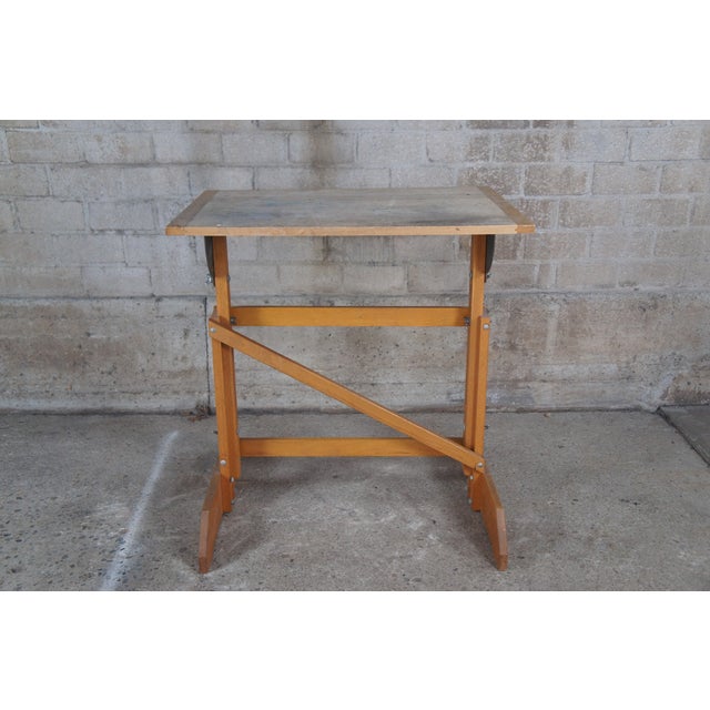 Mid 20th Century H.E. Smith Company Oak Adjustable Trestle Base