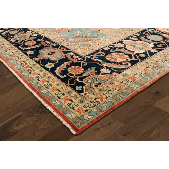 2020s Pasargad Home Serapi Rust/Navy Wool Area Rug, 8'10'' X 12' 2'' For Sale - Image 5 of 7
