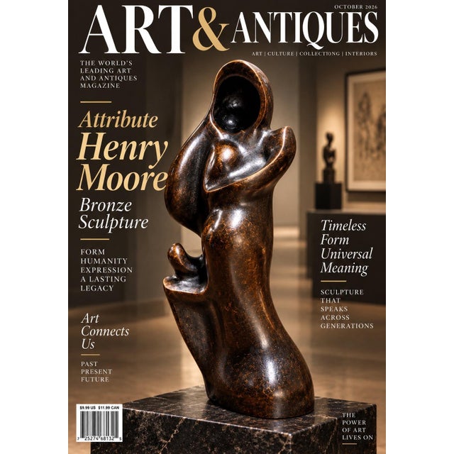 1950s Attribute to Henry Moore Upright Internal External Form Bronze Sculpture For Sale - Image 10 of 10