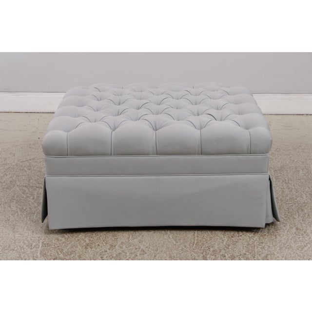 Age: Approx: 20 Years Old Details: Can Be Used In Front Of Sofa Powder Blue On Caster Feet Tufted Top Overall Well Cared...