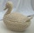 Early 20th Century Cottage Chic White Wicker Ceramic Goose Tureen With Lid For Sale - Image 5 of 12