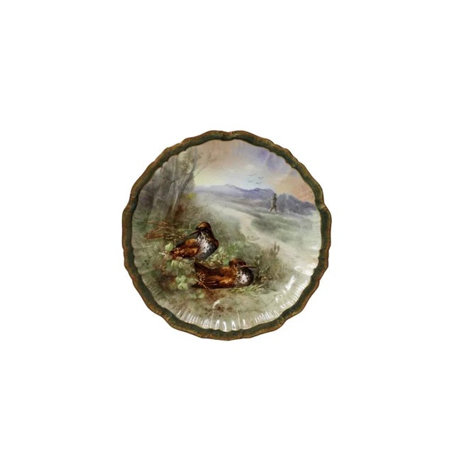 Four Hand Painted Limoges Plates Depicting Pheasants Made by Raphael Weill & Co. For Sale - Image 4 of 11