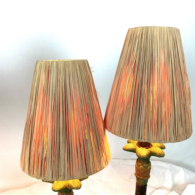 Contemporary Hand Painted Parrot Lamps With Grass Shades For Sale In West Palm - Image 6 of 13