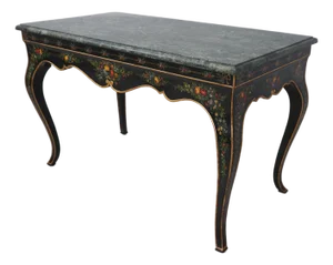 Venetian Style Marble Top Paint Decorated Console Hall Table