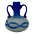 Phoenician-Style Blue Satin Glass Amphora Vase For Sale