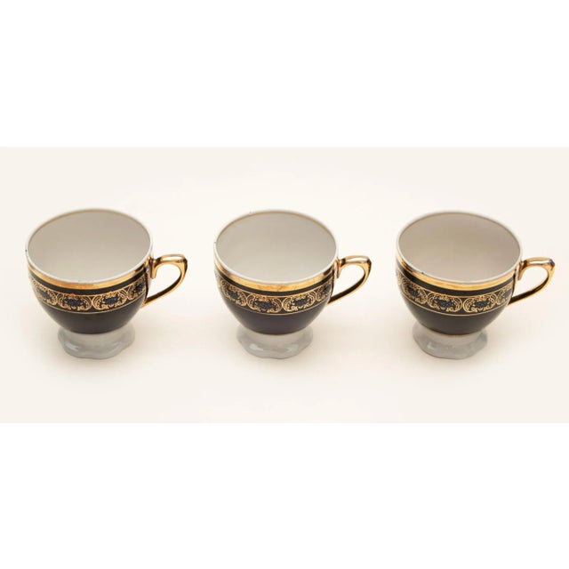 Ceramic 1960s 22k Gold Cobalt Bulgarian Tea Set- 10 Pieces For Sale - Image 7 of 12