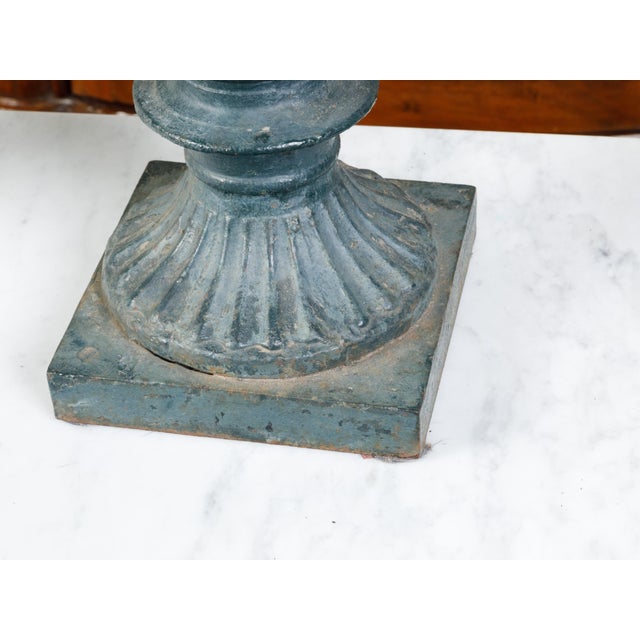 19th Century Pair of 19th Century English Medici Urn Planters on Petite Square Bases For Sale - Image 5 of 9