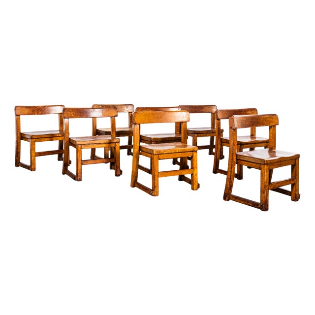 English Children's Stacking School Chairs, 1920s, Set of 4 For Sale