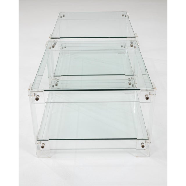 20th Century French Acrylic and Glass "Button Line" Side Tables - A Pair For Sale - Image 14 of 18